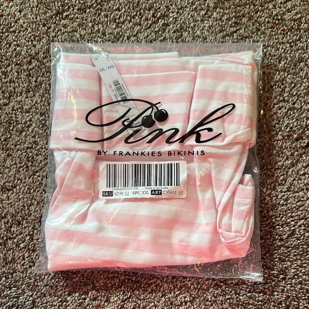 Frankies Bikinis Pink Striped Swimwear